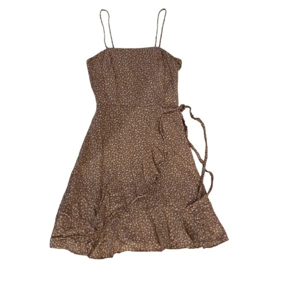 Attard State Brown Floral Smocked Mini Dress Spaghetti Straps Made in USA XS - Picture 2 of 6